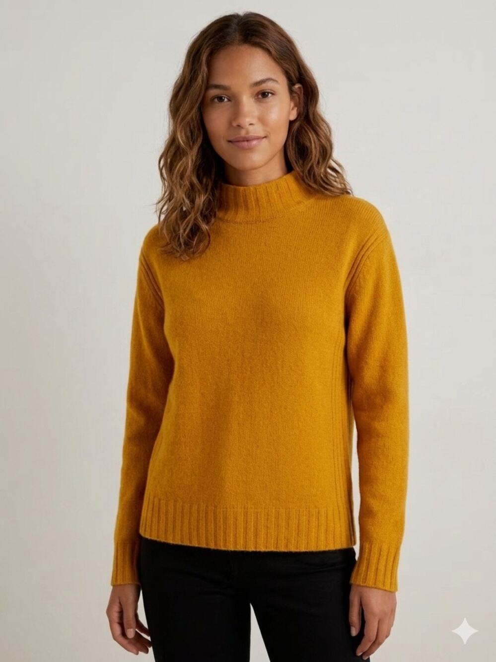 Point Sur J.Crew Women's Yellow Mustard Mock Neck Wool Alpaca Blend Sweater XL